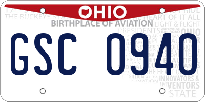 OH license plate GSC0940