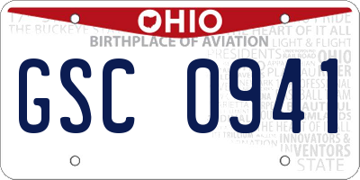 OH license plate GSC0941