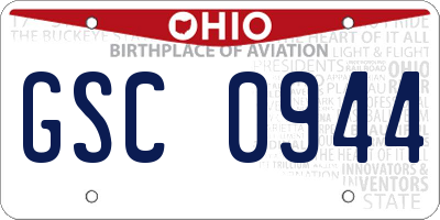 OH license plate GSC0944