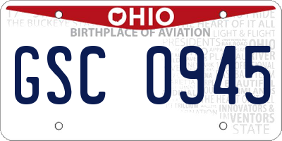 OH license plate GSC0945