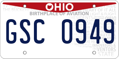 OH license plate GSC0949