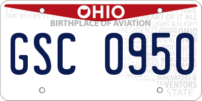 OH license plate GSC0950