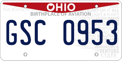 OH license plate GSC0953