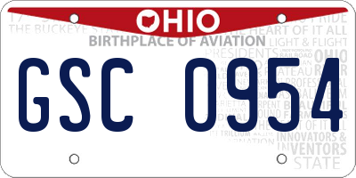 OH license plate GSC0954