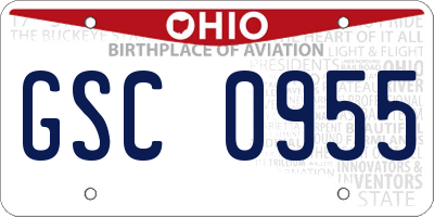 OH license plate GSC0955
