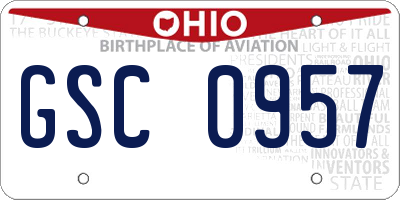 OH license plate GSC0957