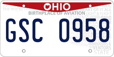 OH license plate GSC0958