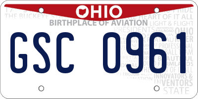 OH license plate GSC0961