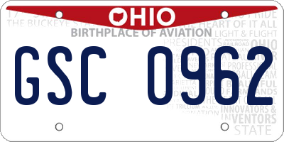 OH license plate GSC0962