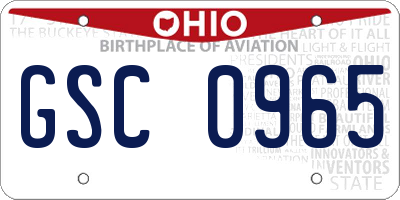 OH license plate GSC0965