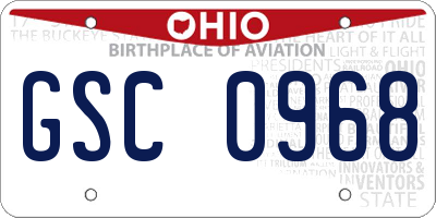 OH license plate GSC0968