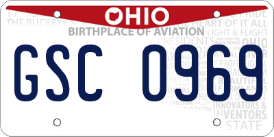 OH license plate GSC0969