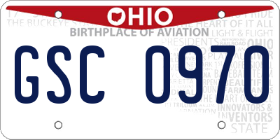 OH license plate GSC0970