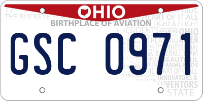 OH license plate GSC0971