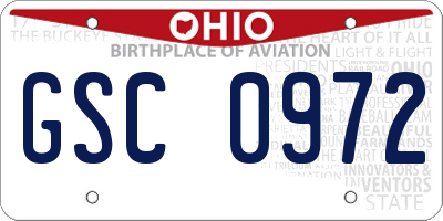 OH license plate GSC0972