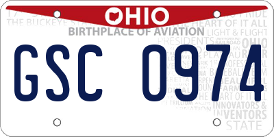 OH license plate GSC0974