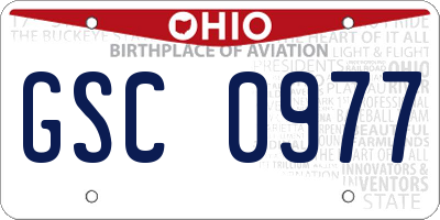 OH license plate GSC0977