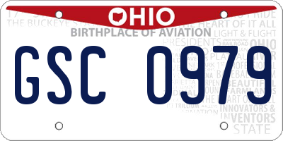 OH license plate GSC0979