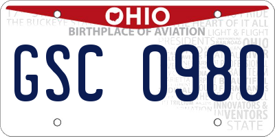 OH license plate GSC0980