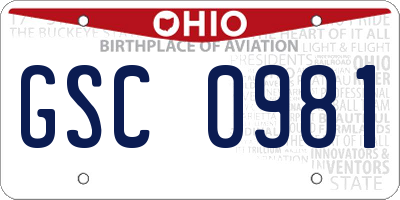 OH license plate GSC0981