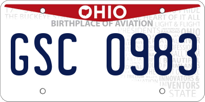 OH license plate GSC0983