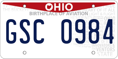 OH license plate GSC0984