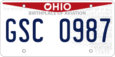 OH license plate GSC0987