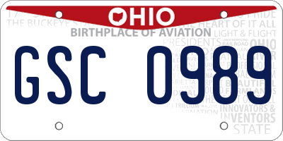 OH license plate GSC0989