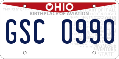 OH license plate GSC0990