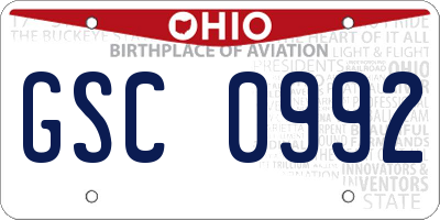 OH license plate GSC0992