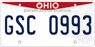 OH license plate GSC0993