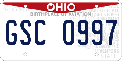 OH license plate GSC0997