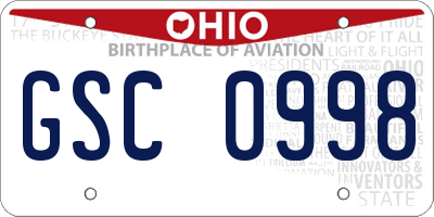 OH license plate GSC0998