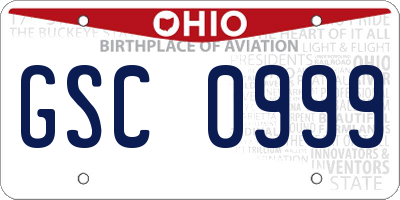 OH license plate GSC0999