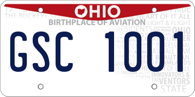 OH license plate GSC1001