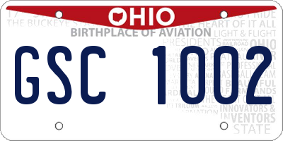 OH license plate GSC1002