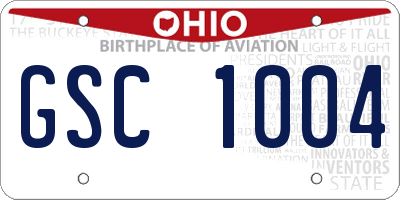 OH license plate GSC1004