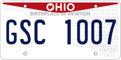 OH license plate GSC1007