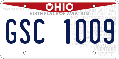 OH license plate GSC1009