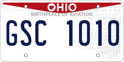 OH license plate GSC1010