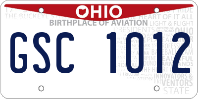 OH license plate GSC1012