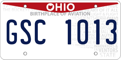 OH license plate GSC1013