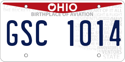 OH license plate GSC1014
