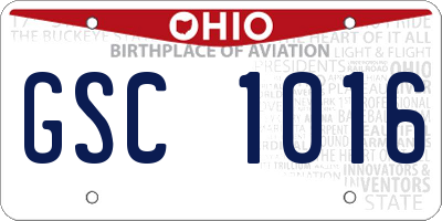 OH license plate GSC1016