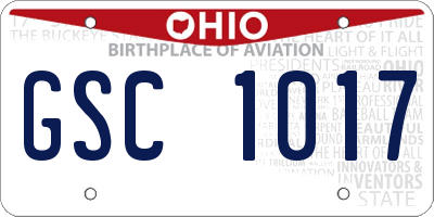 OH license plate GSC1017