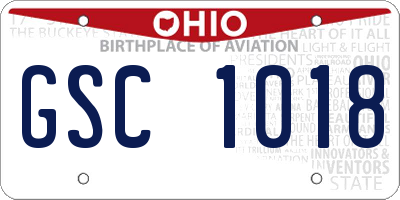 OH license plate GSC1018