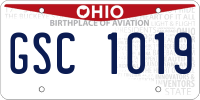 OH license plate GSC1019
