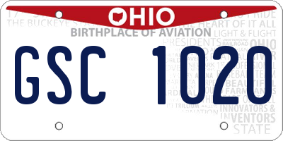 OH license plate GSC1020