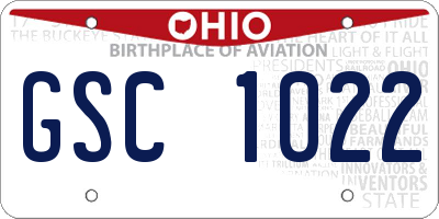 OH license plate GSC1022