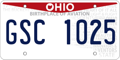 OH license plate GSC1025